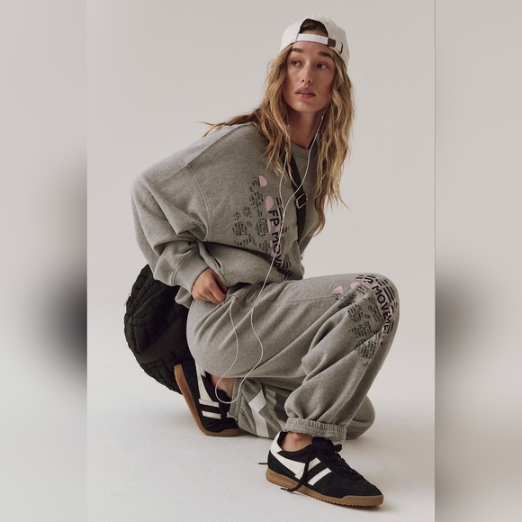 FP Movement All Star Logo Pants - Heather Grey/White Combo - Picture 2 of 4